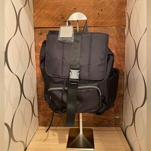 ICH Black Nylon Minimalist Classic Hybrid Backpack Purse Commute Travel School